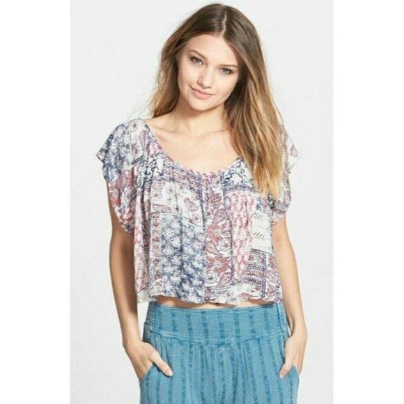 Billabong Women's Multi color Festival Moon Crop Top Size S M - Picture 1 of 9